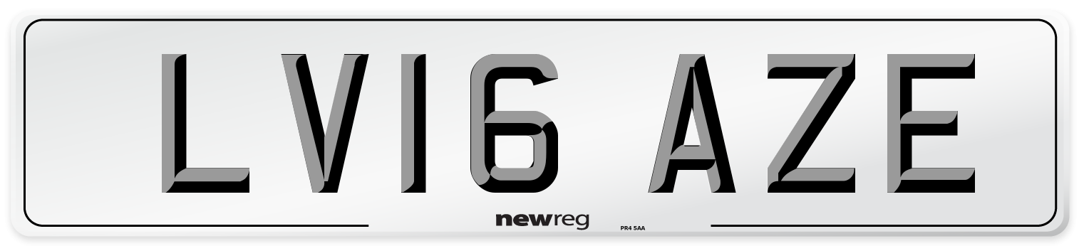 LV16 AZE Number Plate from New Reg